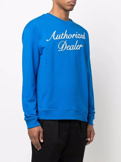 Shop Just Don Authorized Dealer-print Rib-trimmed Sweatshirt In Blue