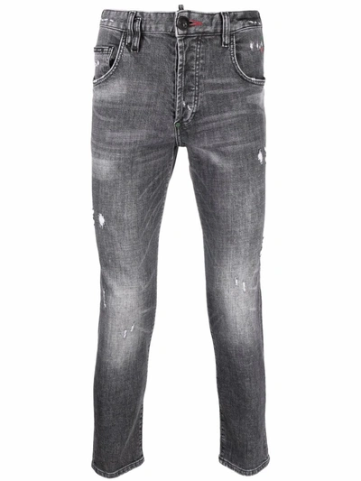 Shop Philipp Plein Skinny-cut Washed Jeans In Grey