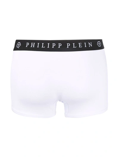 Shop Philipp Plein Embroidered-skull Boxers In White