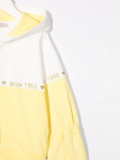 Shop Monnalisa Two-tone Hooded Jacket In Yellow