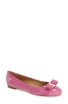 Ferragamo 'varina' Leather Flat In Pink Patent