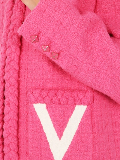Shop Valentino V Tweed Jacket In Fuxia