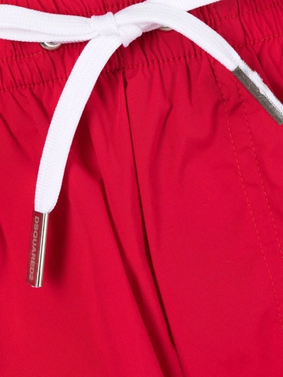 Dsquared2 Monogram Drawstring-waist Swim Shorts In Red