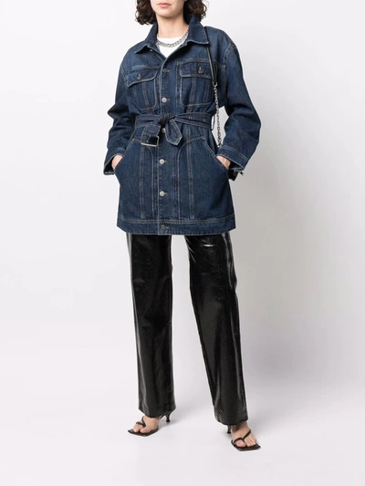 Diesel De-flaminia Belted Denim Jacket In Blue