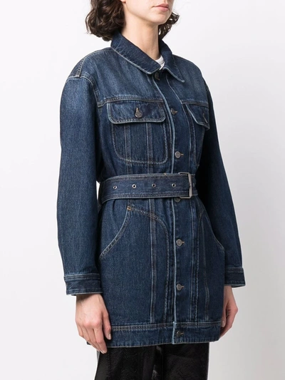 Diesel De-flaminia Belted Denim Jacket In Blue