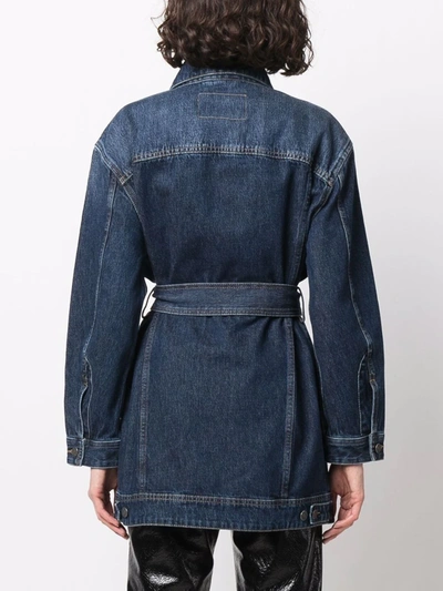 Diesel De-flaminia Belted Denim Jacket In Blue