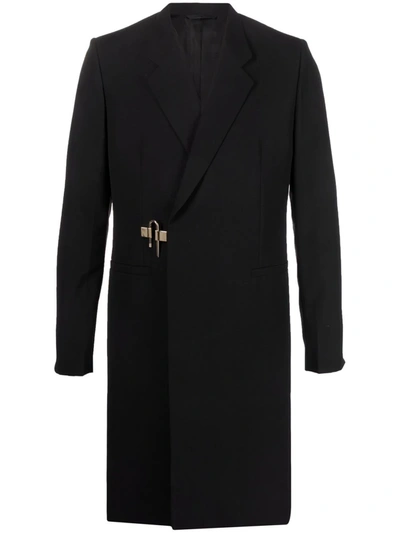 Shop Givenchy Padlock Fastening Wool Coat In Black