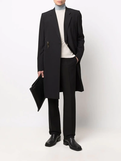 Shop Givenchy Padlock Fastening Wool Coat In Black