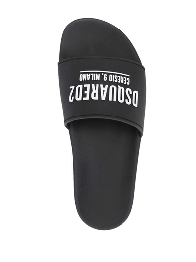 Shop Dsquared2 Logo-print Flat Slides In Black