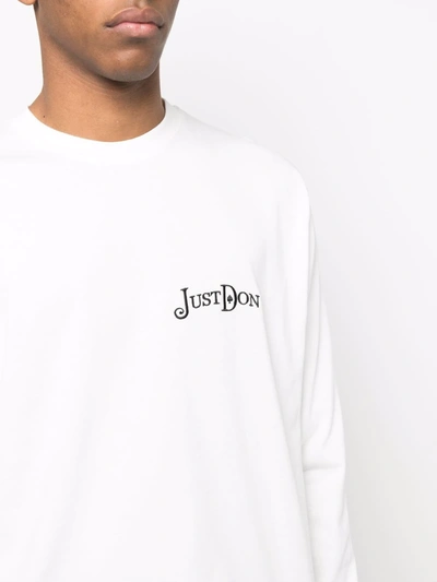 Shop Just Don Authorized Dealer-embroidered Long-sleeve T-shirt In White