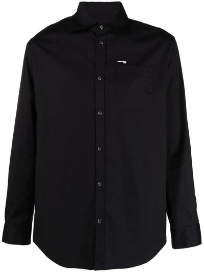 Shop Dsquared2 Logo-print Long-sleeve Shirt In Black