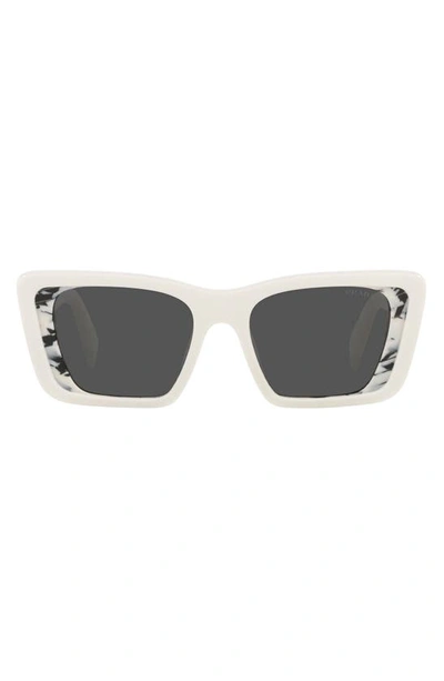 Shop Prada 51mm Butterfly Sunglasses In White/ Havana Black/ Dark Grey