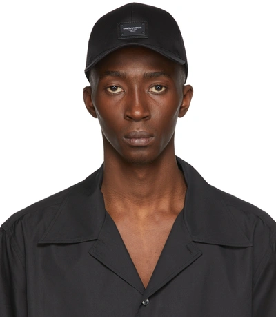 Shop Dolce & Gabbana Black Logo Patch Cap In N0000 Nero