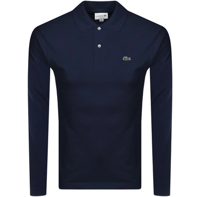 Shop Lacoste Long Sleeved Polo T Shirt Navy