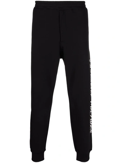 Shop Alexander Mcqueen Slim-fit Cotton Track Pants In Black
