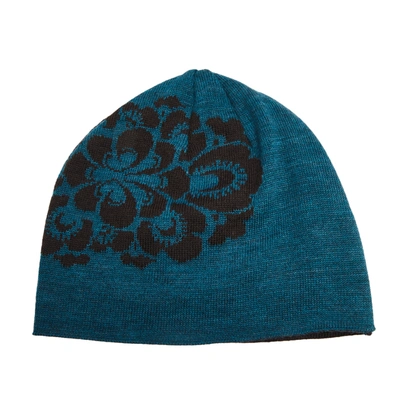 Pre-owned Kenzo Teal Floral Jacquard Wool Beanie In Blue