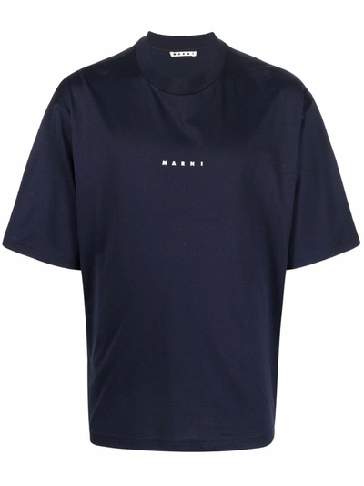 Shop Marni Men's Blue Cotton T-shirt