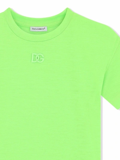 Shop Dolce & Gabbana Embroidered Logo T-shirt In Green