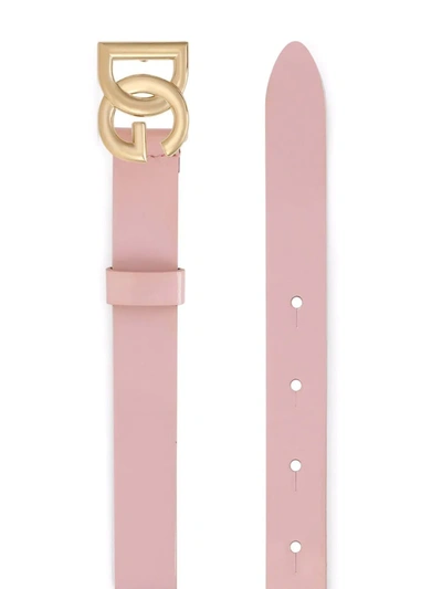 Shop Dolce & Gabbana Dg-logo Patent Leather Belt In Pink