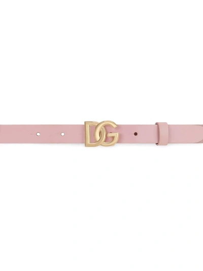 Shop Dolce & Gabbana Dg-logo Patent Leather Belt In Pink