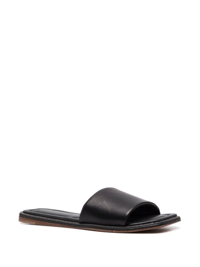 Brunello Cucinelli Monili-embellished Leather Slides In Black