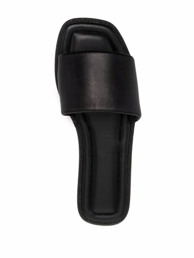 Shop Brunello Cucinelli Monili-embellished Leather Slides In Black