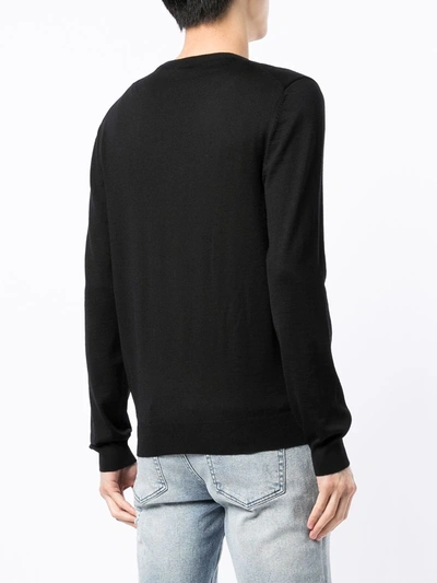 Shop Hugo Boss V-neck Virgin Wool Jumper In Black