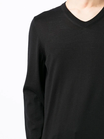 Shop Hugo Boss V-neck Virgin Wool Jumper In Black