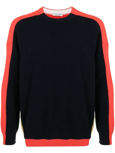 Shop Valentino Colour-block Virgin Wool Jumper In Red