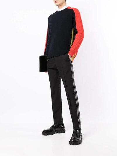 Shop Valentino Colour-block Virgin Wool Jumper In Red