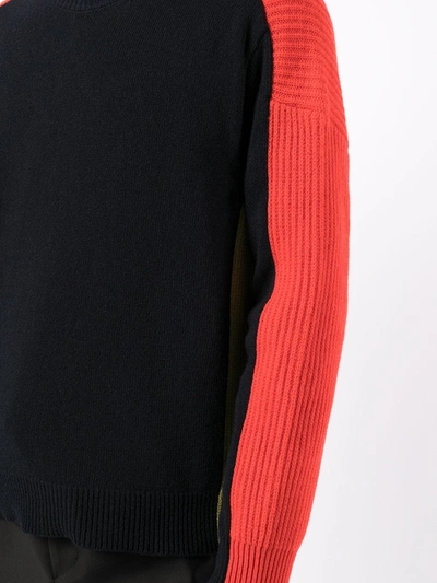 Shop Valentino Colour-block Virgin Wool Jumper In Red