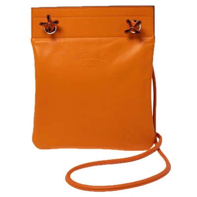 Pre-owned Hermes Orange Milo And Swift Leather Aline Mini Bag