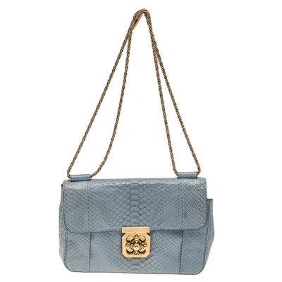 Pre-owned Chloé Blue Python Medium Elsie Shoulder Bag