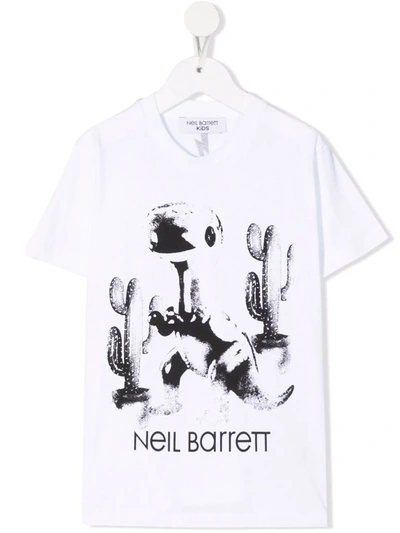 Shop Neil Barrett Graphic-print Cotton T-shirt In White