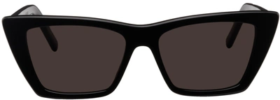 Shop Saint Laurent Black Sl 276 Square Cat-eye Sunglasses In 001 Black