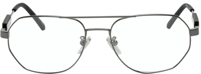 Shop Balenciaga Gunmetal Aviator Glasses In 001 Grey