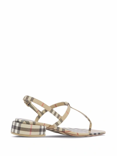 Shop Burberry Emily Checked Sandals In Beige