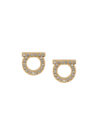 Shop Ferragamo Gancini Earrings In Gold