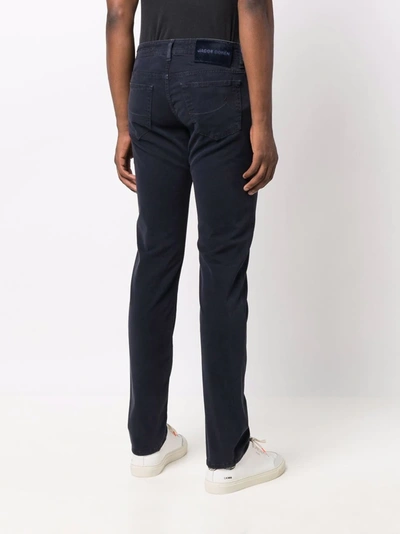 Shop Jacob Cohen Slim-cut Chino Trousers In Blue