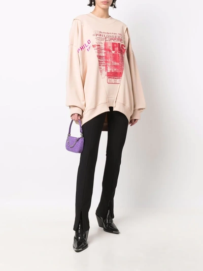 Shop Philosophy Di Lorenzo Serafini Graphic-print Sweatshirt In Nude