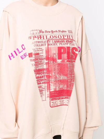 Shop Philosophy Di Lorenzo Serafini Graphic-print Sweatshirt In Nude