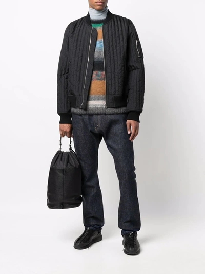 Helmut Lang Quilted Zip-up Bomber Jacket In Black