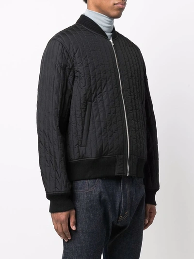 Shop Helmut Lang Quilted Zip-up Bomber Jacket In Black