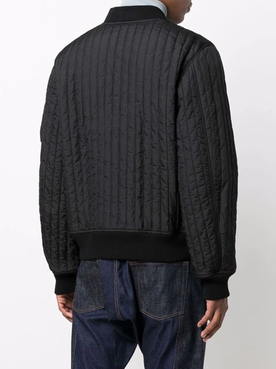 Shop Helmut Lang Quilted Zip-up Bomber Jacket In Black