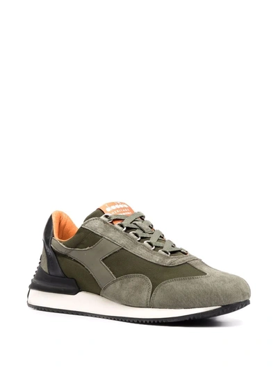 Shop Diadora Panelled Lace-up Trainers In Grün
