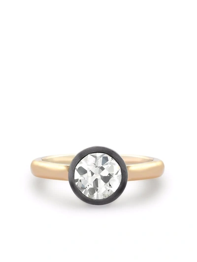 Shop Pragnell 18kt Rose And Blackened White Gold Legacy Old Cut Diamond Solitaire Ring In Rosa
