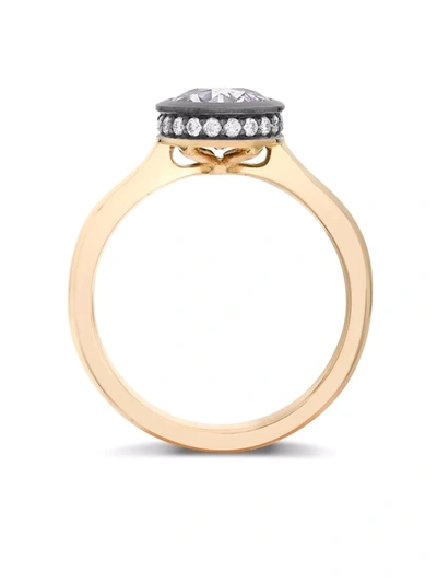 Shop Pragnell 18kt Rose And Blackened White Gold Legacy Old Cut Diamond Solitaire Ring In Rosa