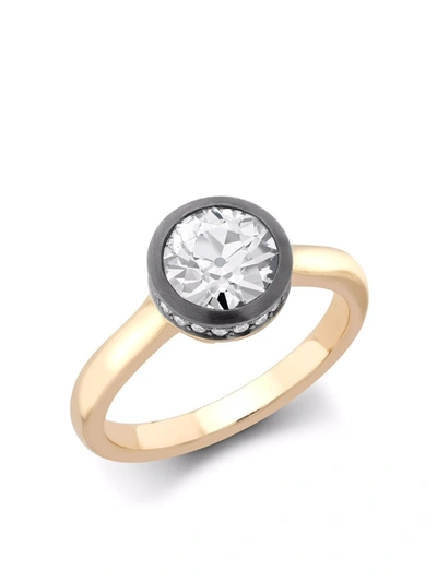 Pragnell 18kt Rose And Blackened White Gold Legacy Old Cut Diamond Solitaire Ring In Rosa