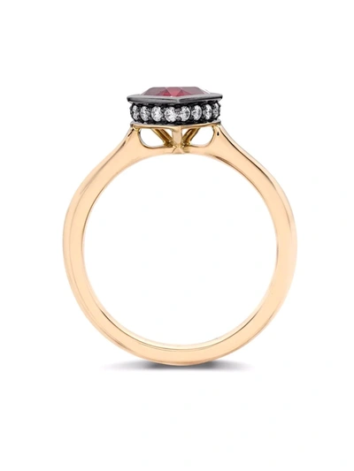 Shop Pragnell 18kt Rose Gold And Black Silver Legacy Heart Ruby Ring In Pink