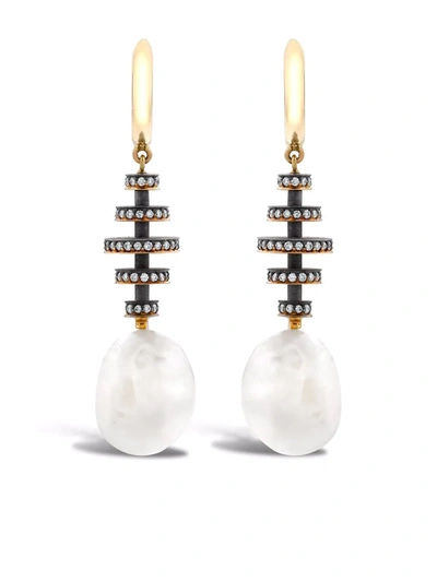 Shop Pragnell 18kt Rose Gold Legacy Pearl And Diamond Drop Earrings In Rosa
